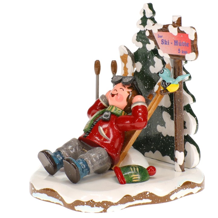 Figurine Skieur au repos - Village de Noël miniature