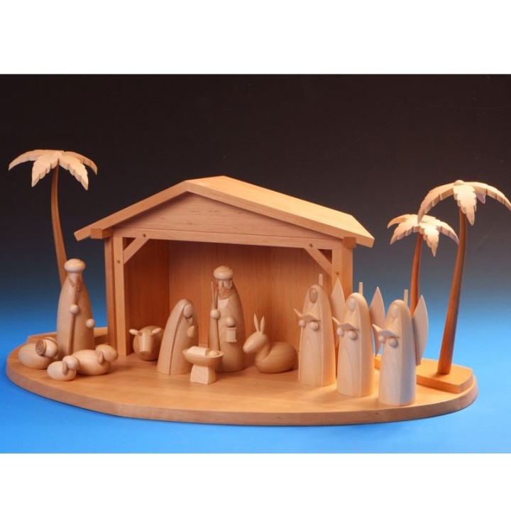 
Etable de Bethléem avec personnages de la crèche de Noël