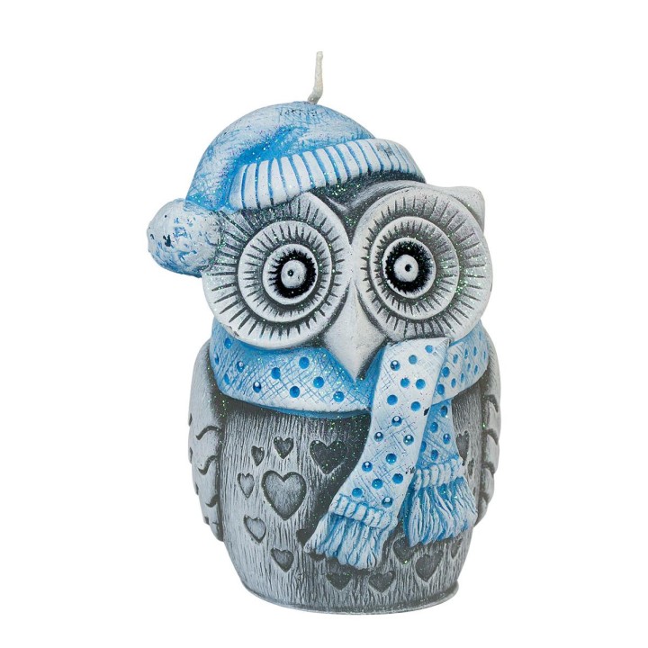 Bougies décorative chouette de Noël - Bleu