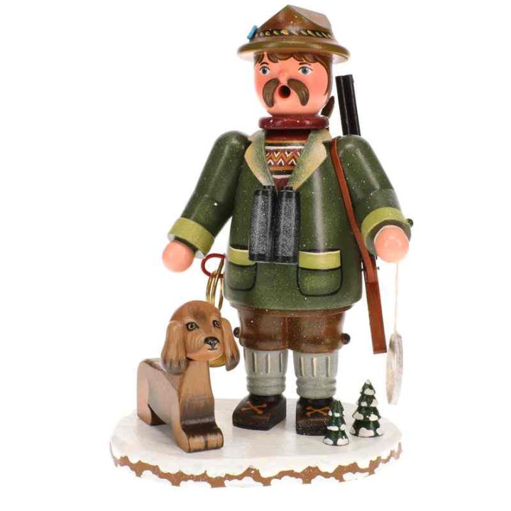 Personnage porte encens chasseur et son chien