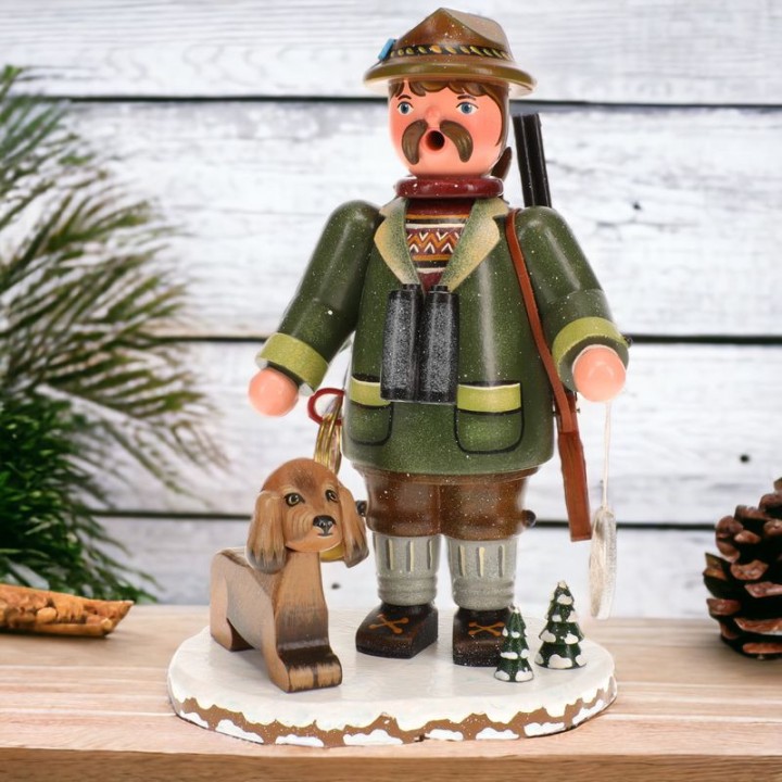 Personnage porte encens chasseur et son chien