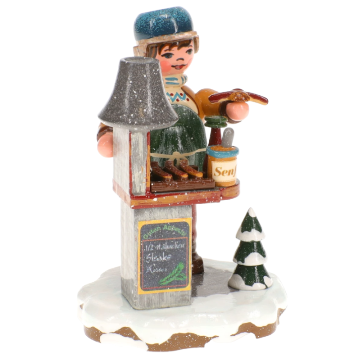 Village de Noël miniature, marchand de saucisses