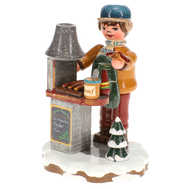 Village de Noël miniature, marchand de saucisses