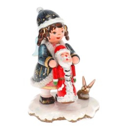 Figurine Fillette avec Père Noël - Village de Noël miniature