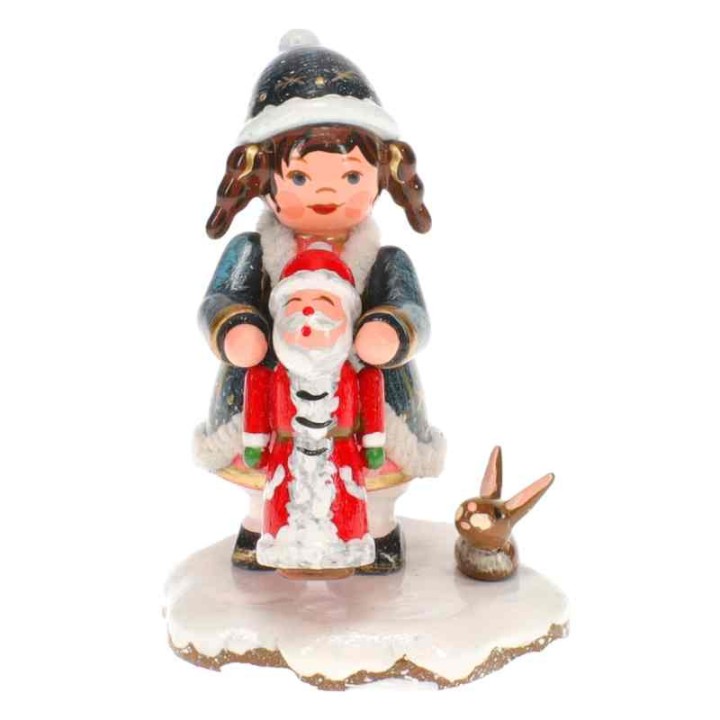 Figurine Fillette avec Père Noël - Village de Noël miniature
