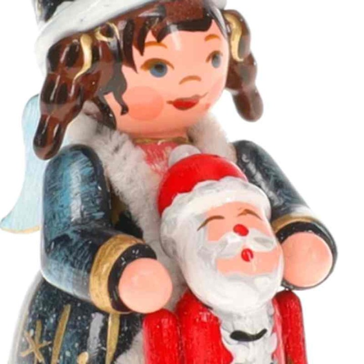Figurine Fillette avec Père Noël - Village de Noël miniature