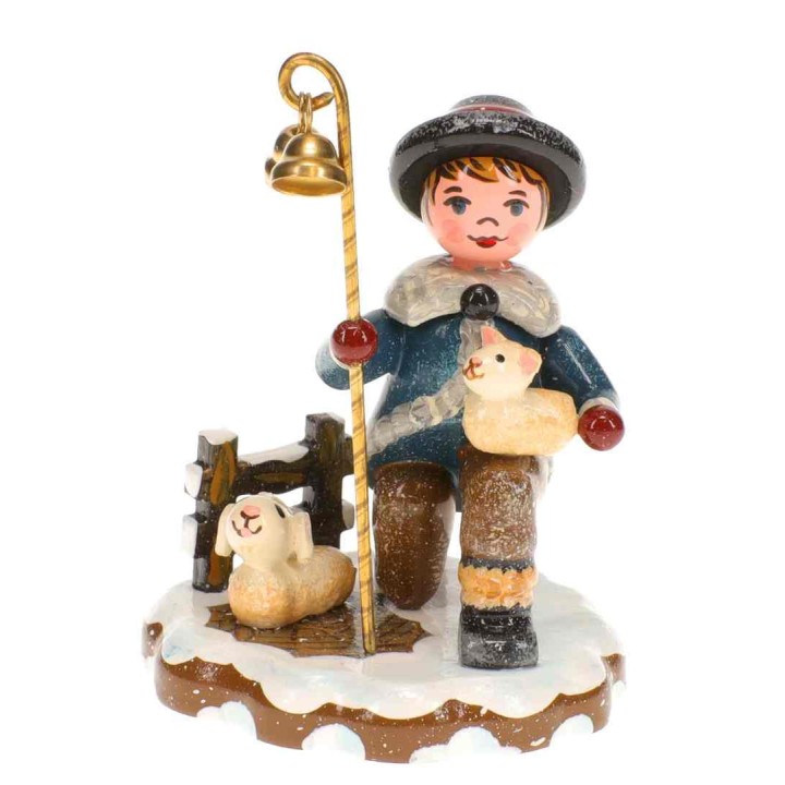 Village de Noël miniature, garconnet berger moutons