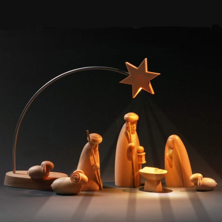 Etoile de Noël électrique à LED sur socle, 21 cm