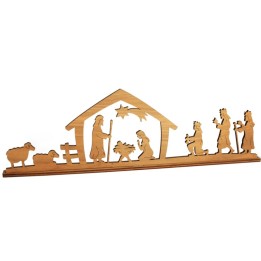 Petite crèche de Noël avec personnages en bois d'olivier, 5 cm