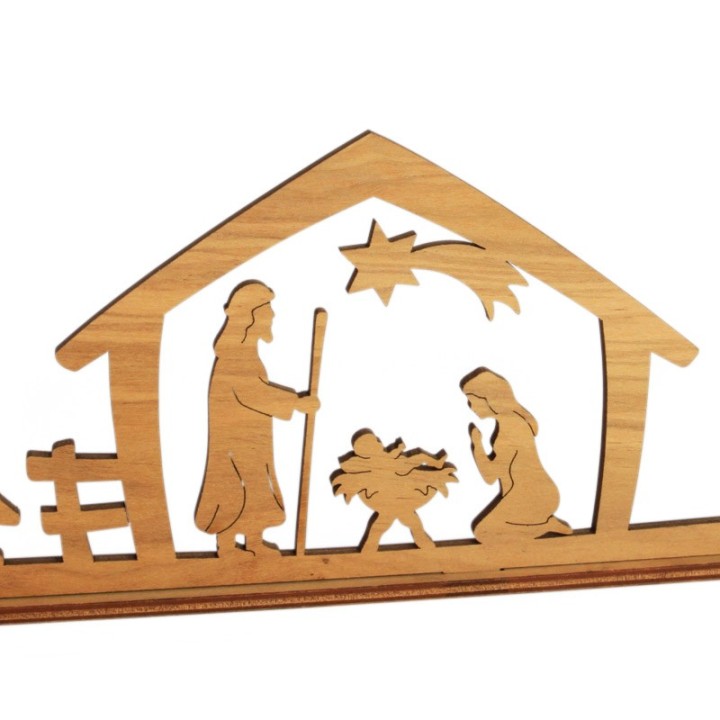 Petite crèche de Noël avec personnages en bois d'olivier, 5 cm