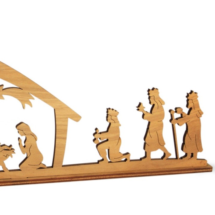 Petite crèche de Noël avec personnages en bois d'olivier, 5 cm