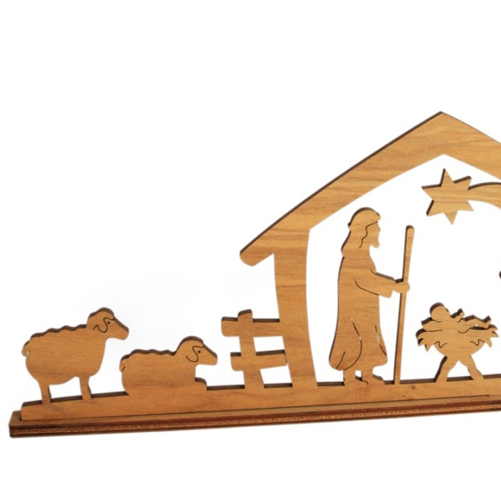 Petite crèche de Noël avec personnages en bois d'olivier, 5 cm