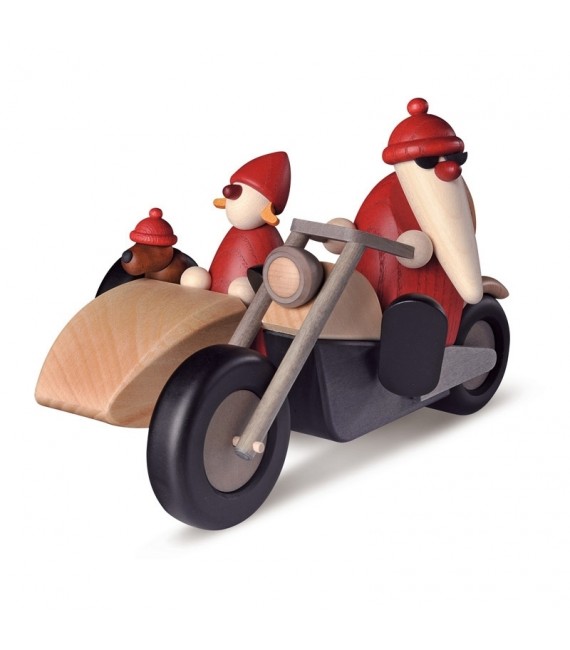 Père Noël rouge en side-car