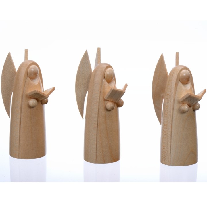 Personnages bois creche de Noel, anges blancs