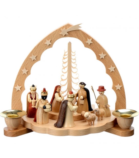Grande crèche de Noël en bois avec arche