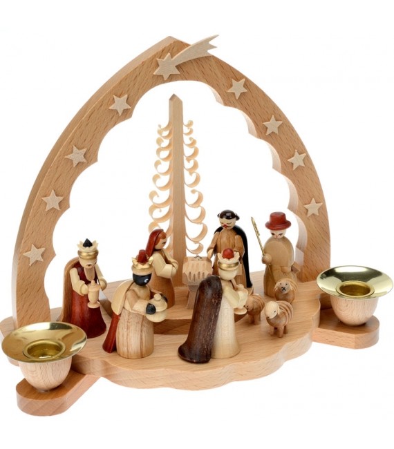  Crèche de Noël en bois grande taille avec nativité et rois mages