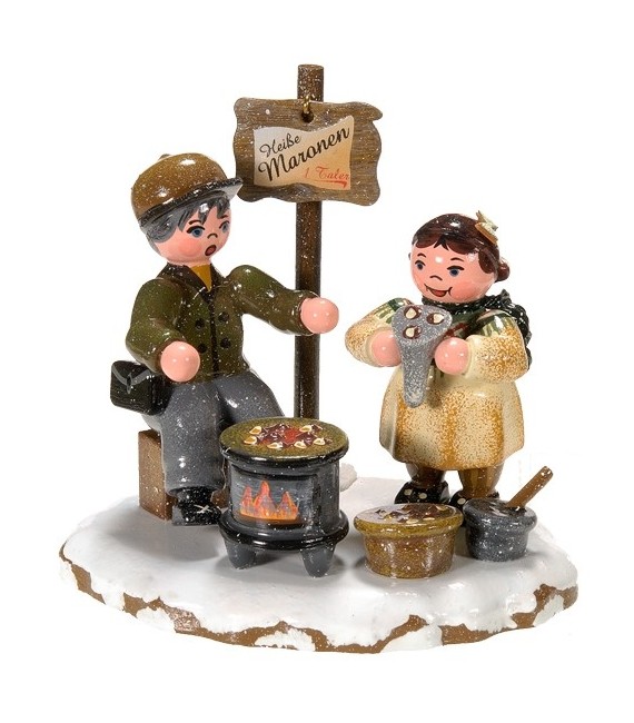 Village de Noël miniature, vendeur de marrons