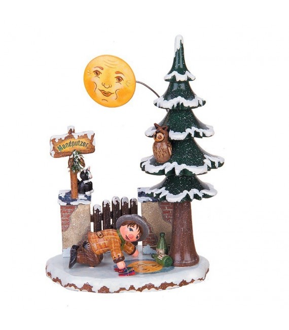 Village de Noël miniature, cireur de lune