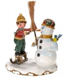 Village de Noël miniature, et bonhomme de neige