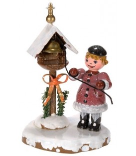 Village de Noël miniature, fillette et clochette