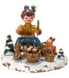 Village de Noël miniature, garçon et petits animaux
