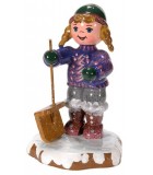 Village de Noël miniature, fillette et pelle à neige