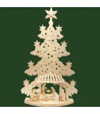 Grand sapin lumineux LED en bois avec personnages de la crèche