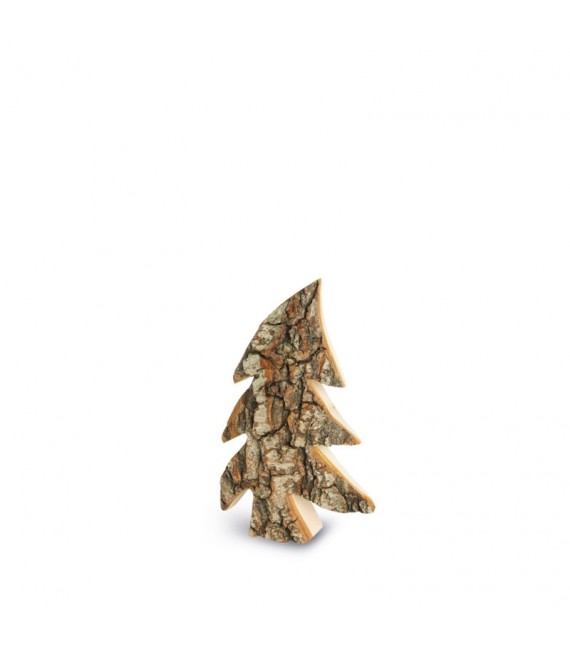 Petit sapin en bois, forme penchée, 7 cm
