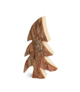 Grand sapin en bois, forme penchée, 30 cm