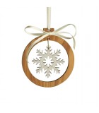 Pendentif en bois d'olivier motif cristal de neige n°2