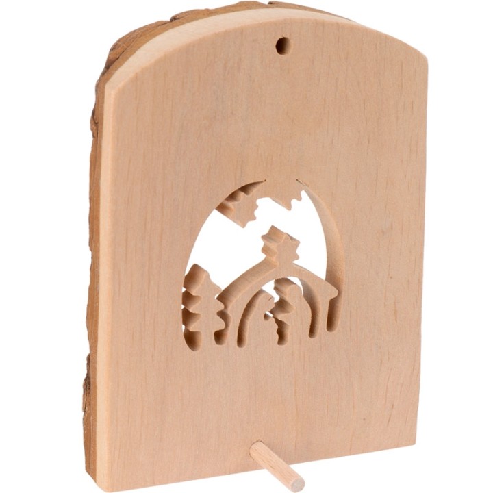 Crèche à poser en écorce de bois avec étoile filante, 11 cm