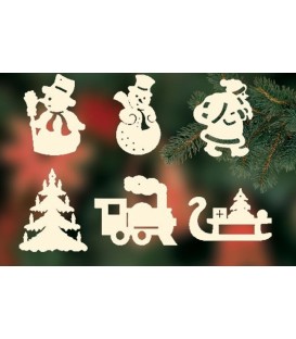 6 figurines de Noël en bois pour sapin - set n° 2