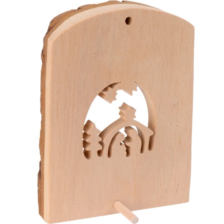 Crèche à poser en écorce de bois avec étoile filante, 11 cm