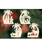 4 crèches de Noël sous un palmier à suspendre au sapin - set n° 23