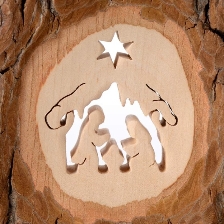 Crèche de Noel en écorce de bois, petite taille