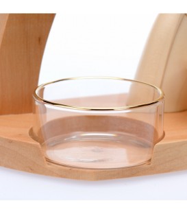 Coupelle en verre transparent de rechange avec bordure dorée