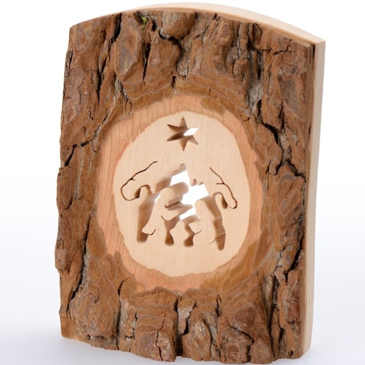 Crèche de Noel en écorce de bois, petite taille