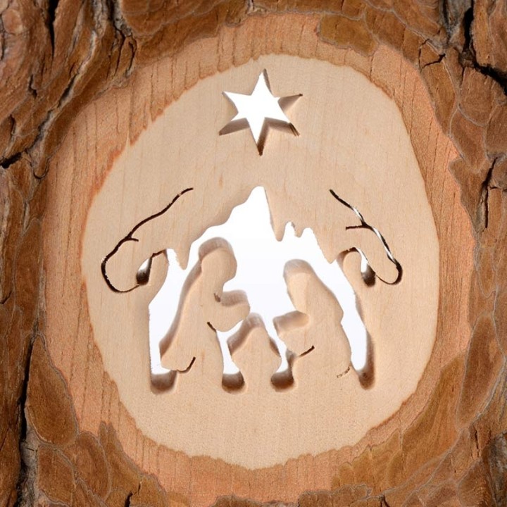 Crèche de Noel en écorce de bois, petite taille