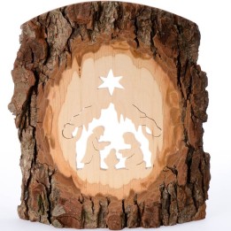Crèche de Noel en écorce de bois, grande taille