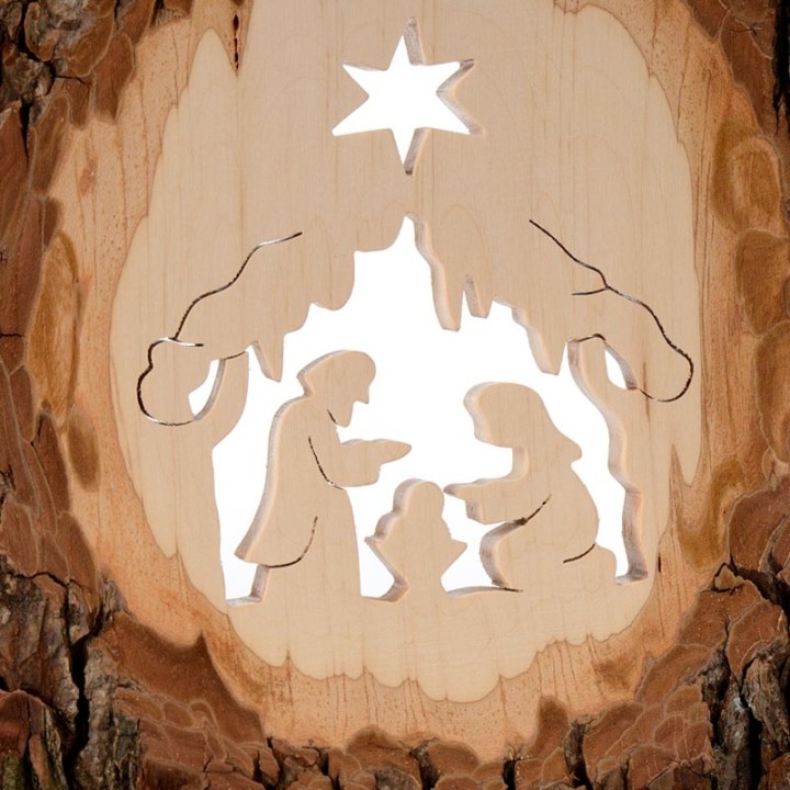 Crèche de Noel en écorce de bois, grande taille