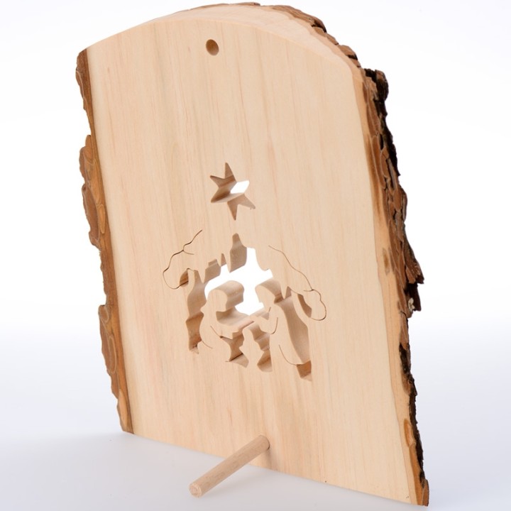 Crèche de Noel en écorce de bois, grande taille