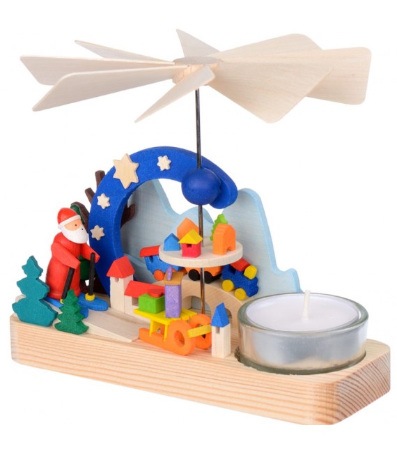 Petit carrousel en bois père Noël et jouets