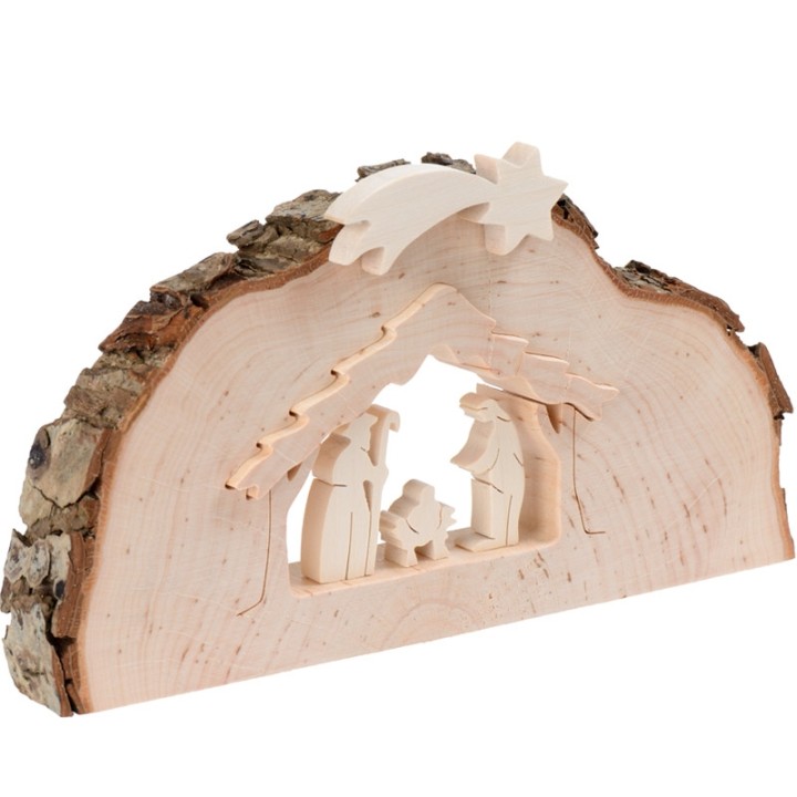 Crèche de Noël demi ronde avec figurines ciselées, 8,5 cm