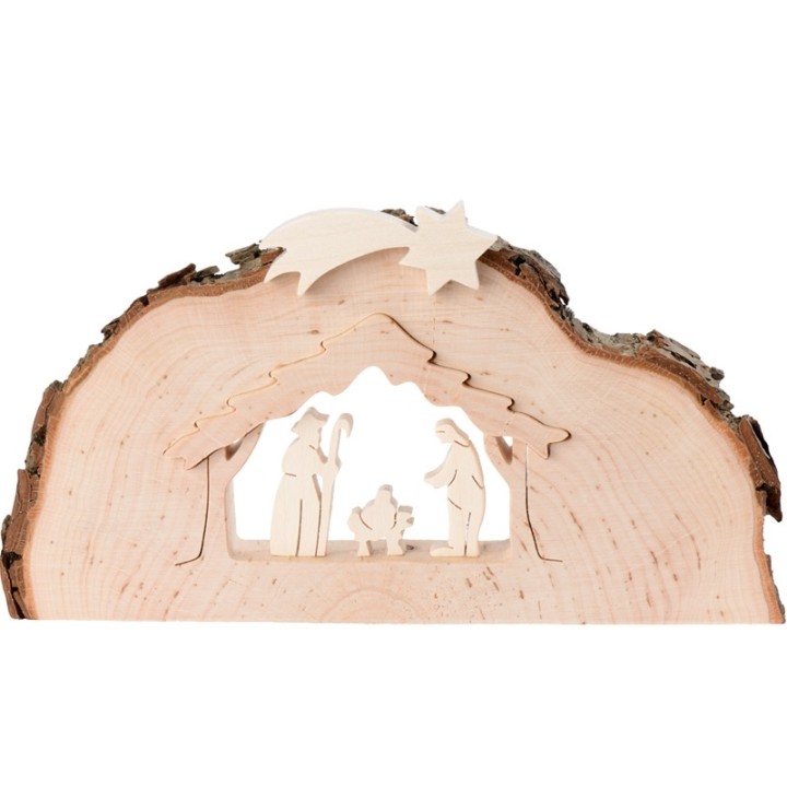 Crèche de Noël demi ronde avec figurines ciselées, 8,5 cm