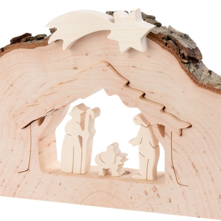 Crèche de Noël demi ronde avec figurines ciselées, 8,5 cm