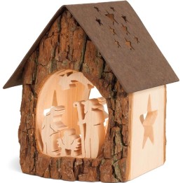 Lanterne crèche de Noël avec figurines ciselées, 14 cm