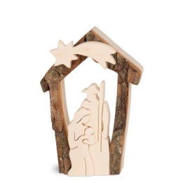 Petite crèche de Noël en écorce 7,5 cm, avec nativité en bois d'érable