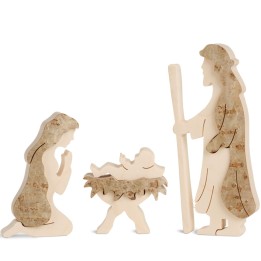 Marie, Joseph et enfant Jésus en écorce de bois, 10 cm