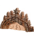 Crèche de Noël taillée dans une écorce de bois, motif grotte, 20 cm