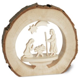 Crèche de Noël dans anneau de bois, 10 cm